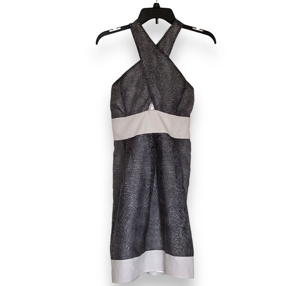 Buffalo David Bitton Gray White Arlette Criss Cross Sleeveless Dress Size Large - Picture 1 of 10